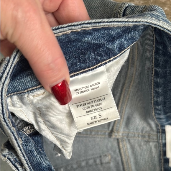 Cello High Rise Straight Distressed Jeans in Light Blue - Picture 4 of 12